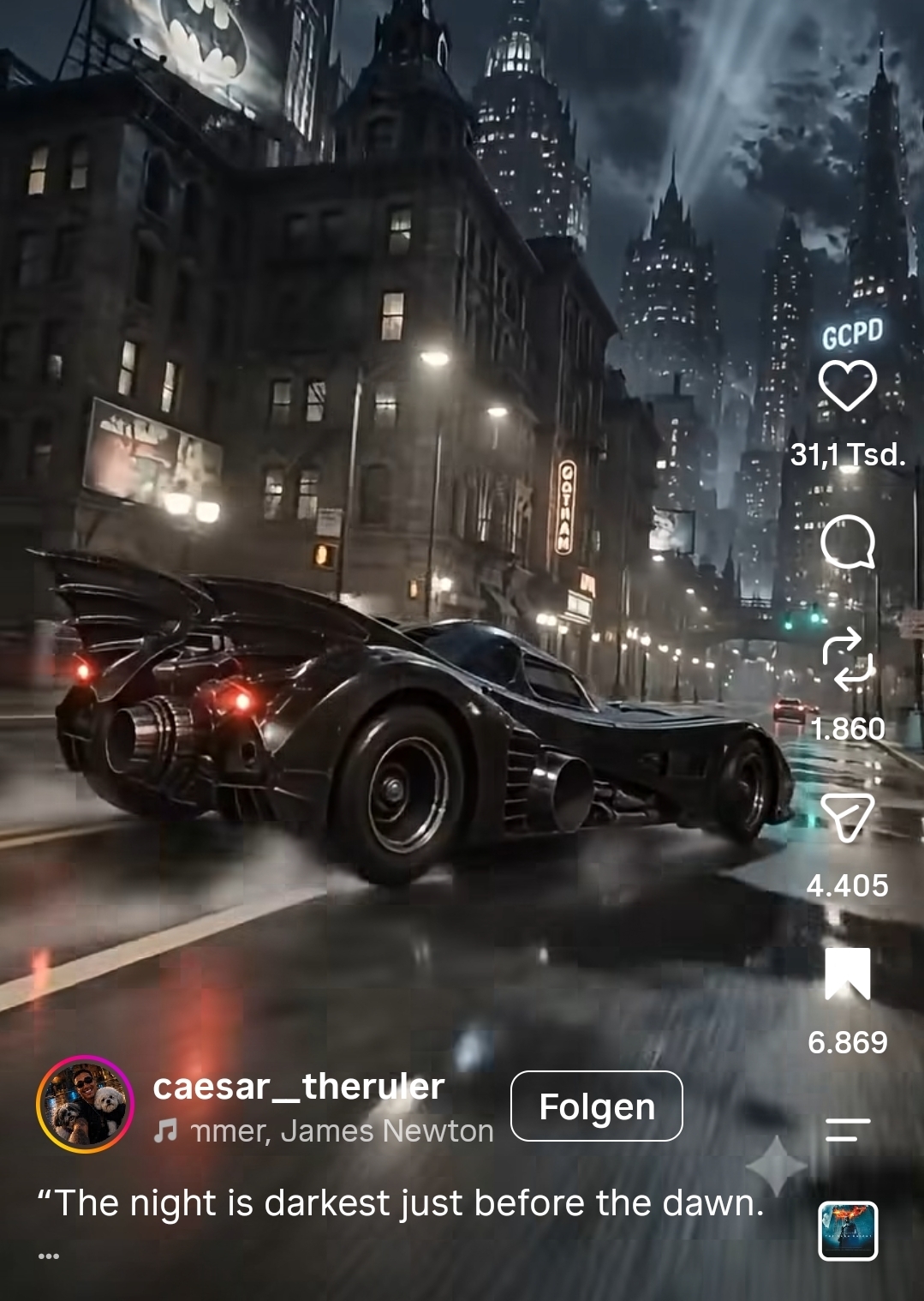 Instagram-Reel: Film-Auto in der Regenstadt